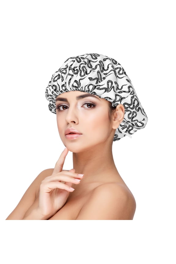 Snake Pattern Silk Satin Hair Bonnet for Sleeping, Adjustable Sleep Cap Turban for Women , Curly Straight Hair Long Large Braid