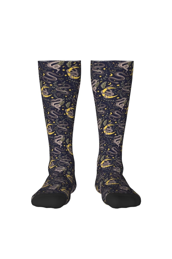 Snake Sleep Pattern Women’s Knee High Crew Socks,Trouser Socks Comfortable, Breathable, Moisture-Wicking and Soft