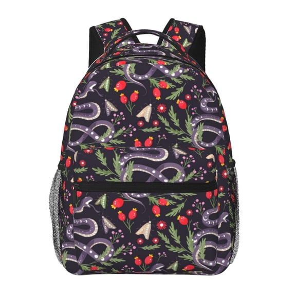 Rateoe Snakes And Snake Fruit Pattern Casual Backpack for School, Work, Travel  Adjustable Straps, Multiple Compartments  Ergonomic Design, Fits Laptops and Tablets