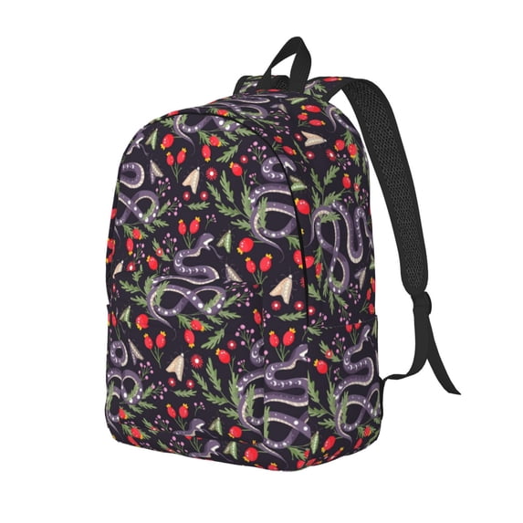 Rateoe Snakes And Snake Fruit Pattern Durable Canvas Backpack for Men & Women – Stylish & Lightweight – Adjustable Straps, Multiple Pockets – Fits 15-17 Inch LaptopsMedium