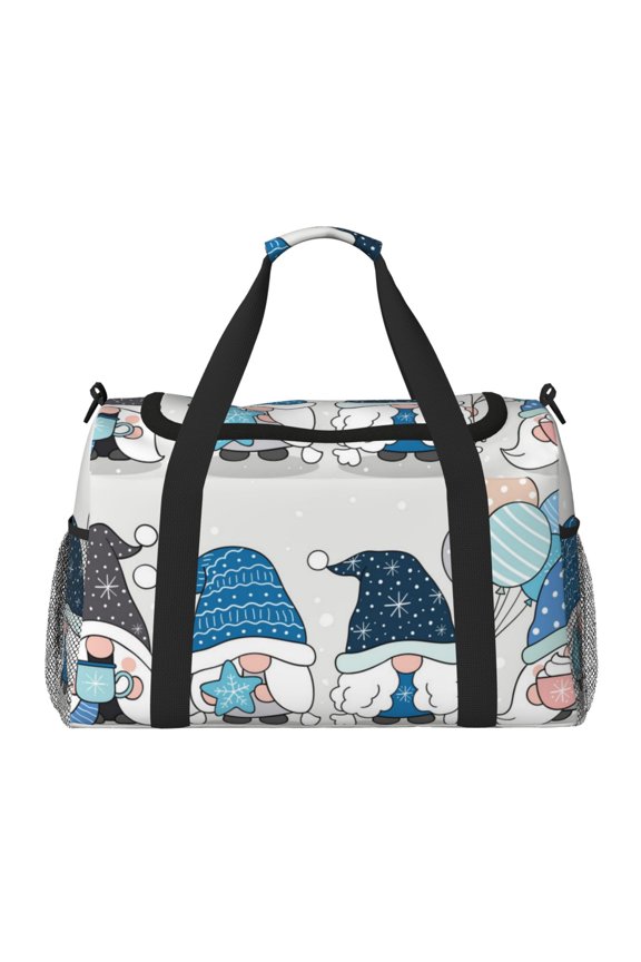 Snow Gnome for Winter Pattern Gym Bag for Women, Duffle Bag for Travel with Wet Pocket, Carry on Weekender Bags for Women, Water Resistant Travel Bag Duffel Bag