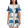 thumbnail image 1 of Rateoe Snow Gnome for Winter for 2 Piece Short Sleeves Pajama Sets Casual Lounge Sleepwear Ladies Pjs Sets with Pocket-Large, 1 of 6