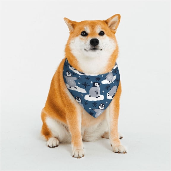 Rateoe Snow Penguin Print Pet Scarf for Dogs and Cats – Stylish Reflective Design, Breathable & Durable Pet Bandana with Quick-Release Buckle-Small