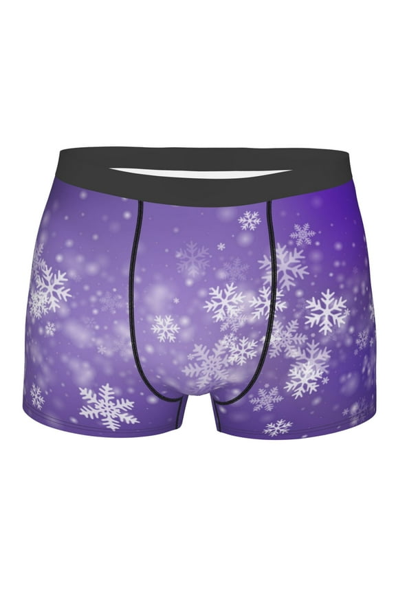Snowfall Sky White Purple Mens Boxer Briefs Poly Spandex Performance Boxer Briefs Underwear Hem Boxer Briefs - Large
