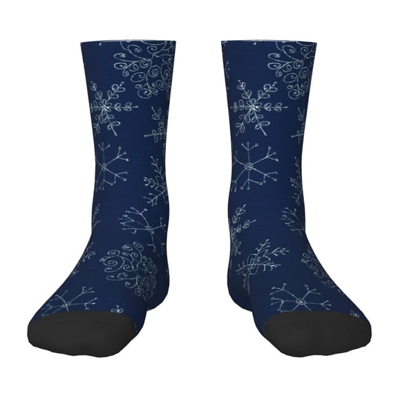 Rateoe Snowflake Dark Blue Pattern Children's Socks, Socks Gifts ,kids Crew Soft Cotton Socks , Moisture-Wicking, Durable, Ideal for Daily Wear & Sports