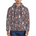 thumbnail image 1 of Rateoe Snowflake Fox Pattern Mens Hoodie, Pullover Hooded Sweatshirt, Kangaroo Pocket Hoodie Ideal for Daily Wear, Travel and Home-X-Large, 1 of 7