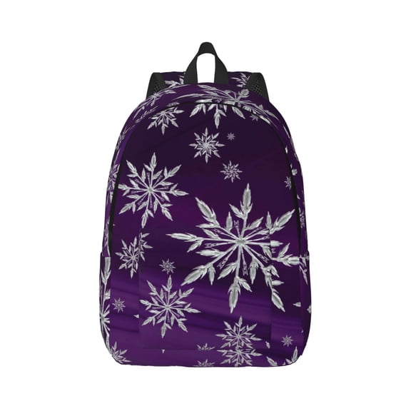 Rateoe Snowflake Gradient Purple Pattern Canvas College Laptop Backpack,Travel Daypack,Durable Rucksack Travel Notebook Bag School Backpack Book Bag for Men Women-Small