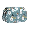 thumbnail image 1 of Rateoe Snowflake Scarf Snowman Pattern Double Clamshell Pen Case, Storage Organizer with Two Zipper Compartments– Holds Up to 50 Pencils & Pens, 1 of 4