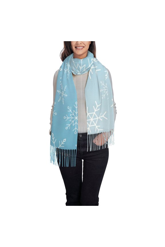 Snowflake Snowing Women's Traditional Scarf Wrap Tassel Shawl Fringes Neck Head Shawl Retro Scarf