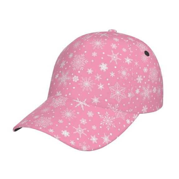 Rateoe Snowflake pink backgrounds Pattern Men’s Baseball Cap – Adjustable Curved Brim Hat, Soft Cotton Sports Cap for Outdoor, Casual, and Everyday Wear, Comfortable & Breathable