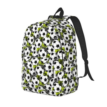 Rateoe Soccer and Football Pattern Durable Canvas Backpack for Men & Women – Stylish & Lightweight – Adjustable Straps, Multiple Pockets – Fits 15-17 Inch LaptopsSmall