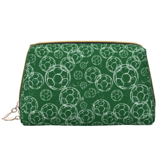 Rateoe Soccer for Travel Makeup Bag,Large Capacity Cosmetic Bags for Women,Waterproof Portable Pouch Open Flat Toiletry Bag Make up Organizer