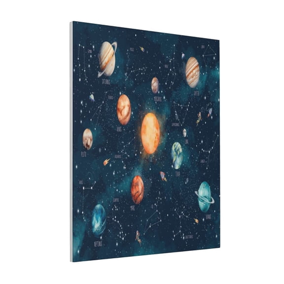 Rateoe Solar System And Planets Pattern Decorative Picture – Unique Modern Wall Art, Ready-to-Hang Canvas Print for Home (Vertical)