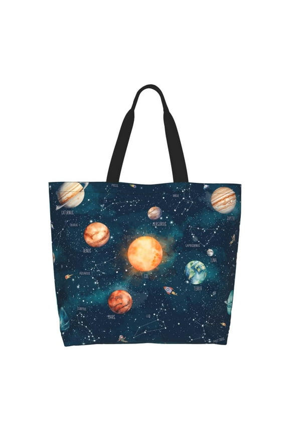 Solar System And Planets Tote Bag - Waterproof Lightweight Handbags Travel Shoulder Bag for Hiking Yoga Gym Swimming Travel Beach