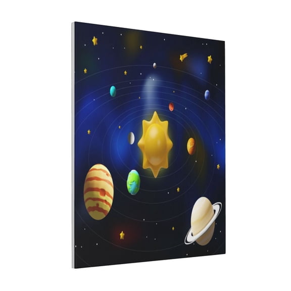Rateoe Solar System Pattern Decorative Picture – Unique Modern Wall Art, Ready-to-Hang Canvas Print for Home (Vertical)
