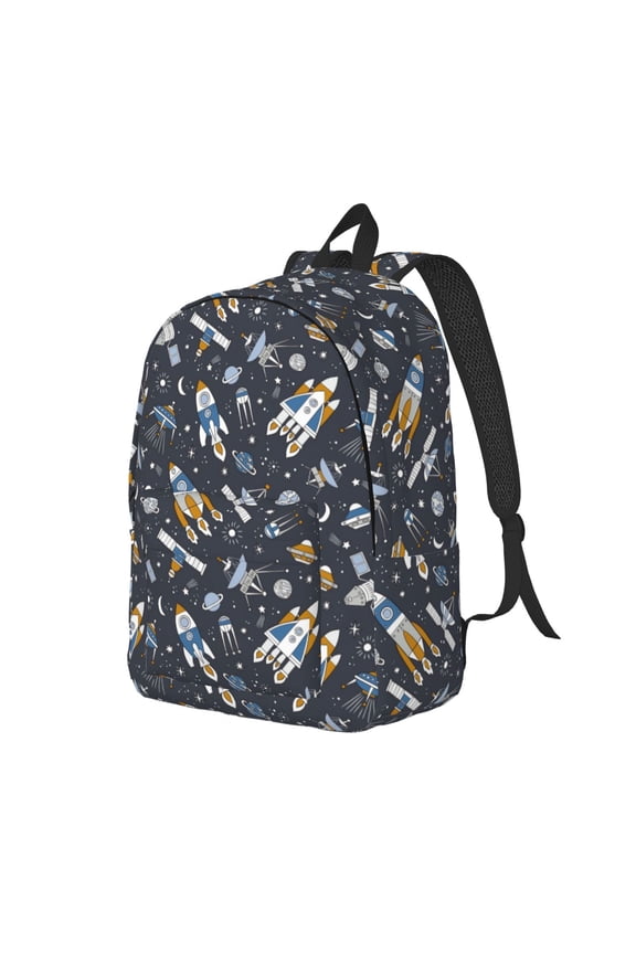 Space Cars Pattern Durable Canvas Backpack for Men & Women – Stylish & Lightweight – Adjustable Straps, Multiple Pockets – Fits 15-17 Inch LaptopsSmall