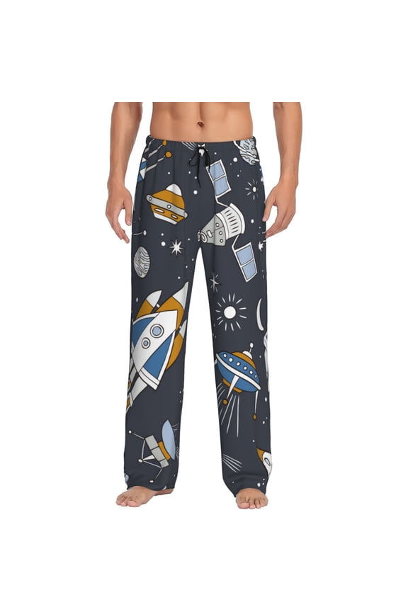 Space Cars Pattern Men’s Ultra-Soft Comfy Pajama Lounge Pants Sleepwear,Comfortable Lounge Wear,lightweight Pajamas, Casual Home Wear-XX-Large