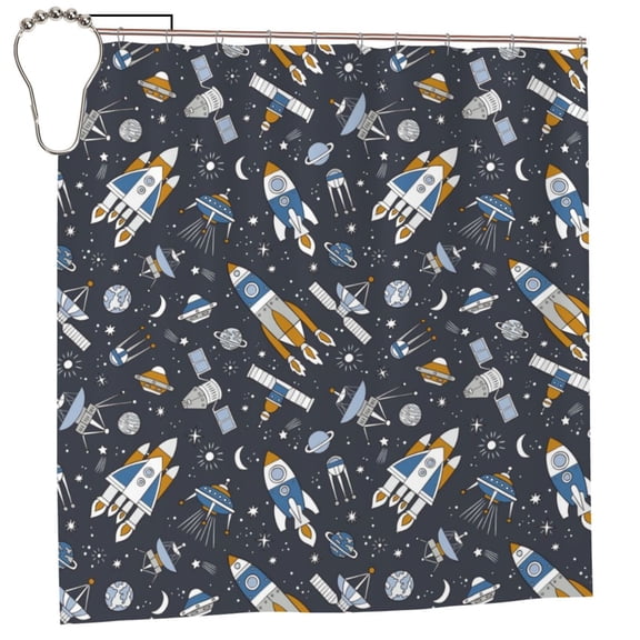 Rateoe Space Cars Shower Curtain - Fancy Bathroom Shower Curtain Sets - Waterproof Shower Curtain with Hooks with 12 Plastic Hooks 72x72 Inches