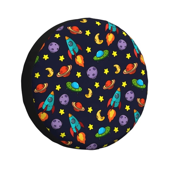 Rateoe Space D Pattern Tire Cover Wheel Protectors Weatherproof Wheel Covers Universal Fit for Trailer Rv SUV Truck Camper Travel Trailers Accessories-14 inch