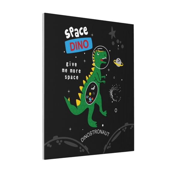 Rateoe Space Dino Cartoon Black Pattern Decorative Picture – Unique Modern Wall Art, Ready-to-Hang Canvas Print for Home (Vertical)