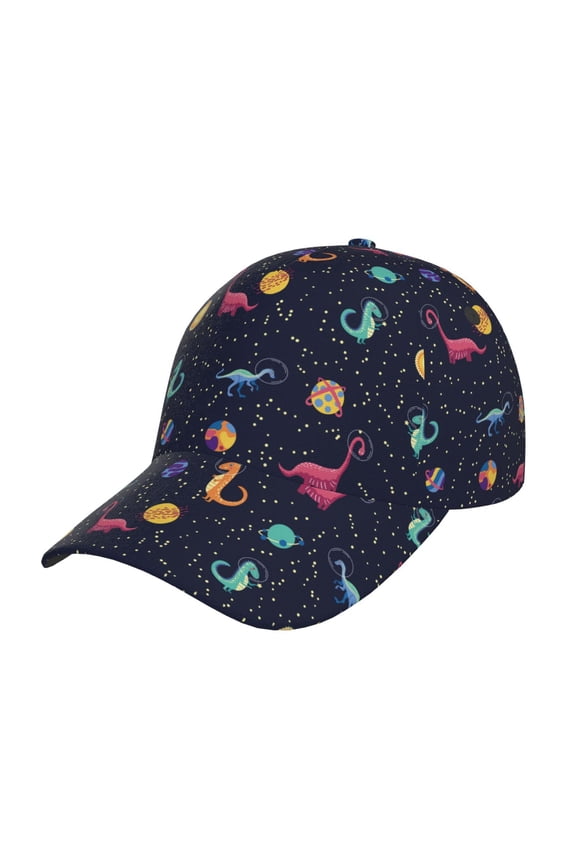 Space Dinosaur Pattern Baseball Cap Outdoor Cap Mountain Dad Hat - Unstructured Soft Cotton Cap-Adjustable UV Protection Cap