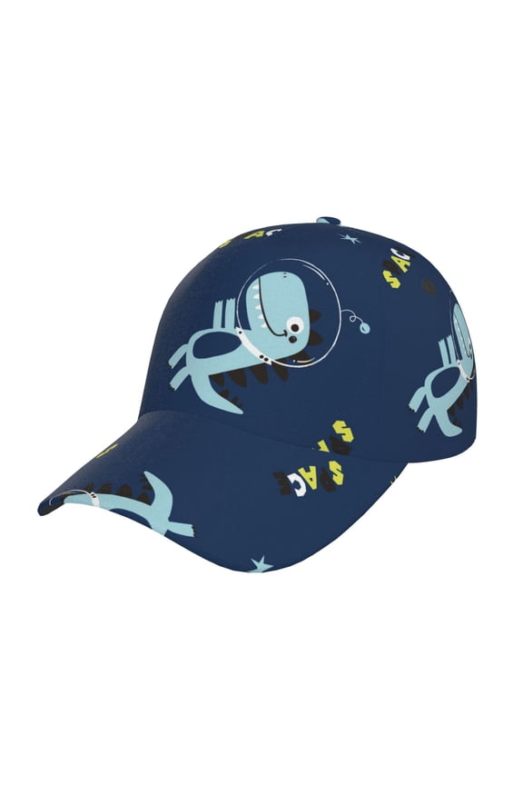 Space Dinosaur Pattern Baseball Cap Outdoor Cap Mountain Dad Hat - Unstructured Soft Cotton Cap-Adjustable UV Protection Cap