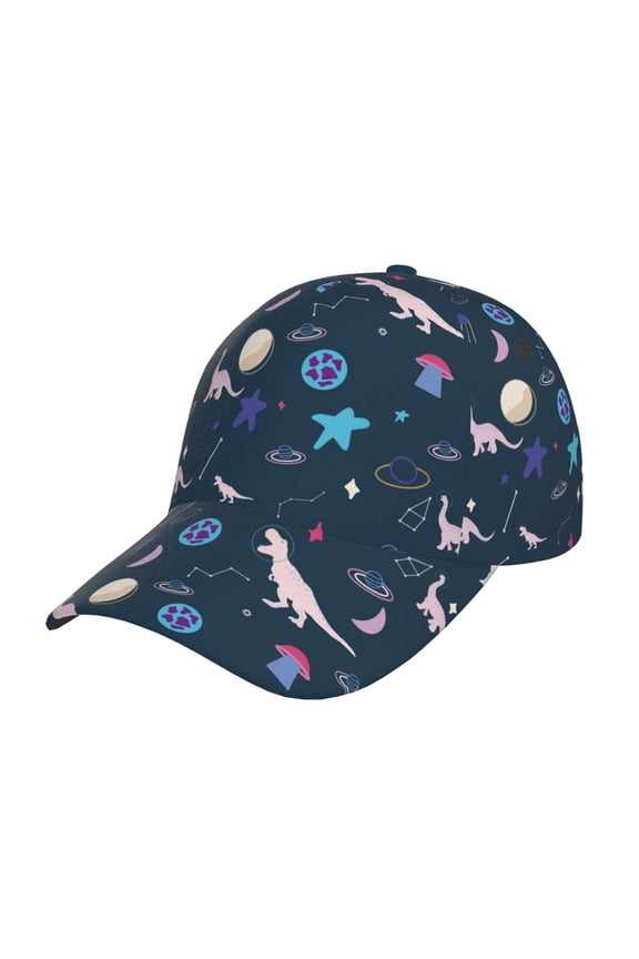 Space Dinosaur Pattern Baseball Cap Outdoor Cap Mountain Dad Hat - Unstructured Soft Cotton Cap-Adjustable UV Protection Cap