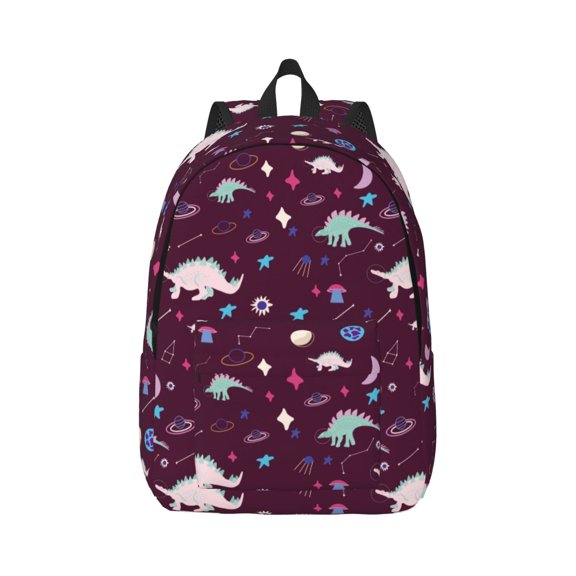 Rateoe Space Dinosaur Pattern Canvas College Laptop Backpack,Travel Daypack,Durable Rucksack Travel Notebook Bag School Backpack Book Bag for Men Women-Medium