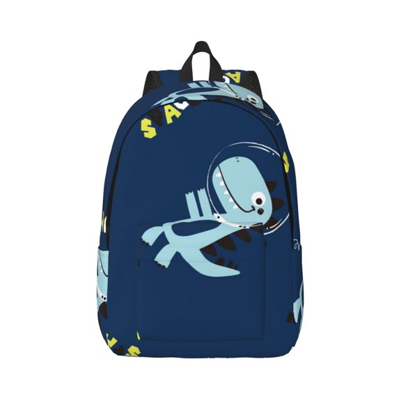 Rateoe Space Dinosaur Pattern Canvas College Laptop Backpack,Travel Daypack,Durable Rucksack Travel Notebook Bag School Backpack Book Bag for Men Women-Medium