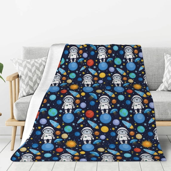 Rateoe Space Dog Pattern Flannel Throw Blanket, Ultra-soft Blanket for Bed, Couch, Car, Hypoallergenic Anti-pilling blanket-50"x40"(Vertical)