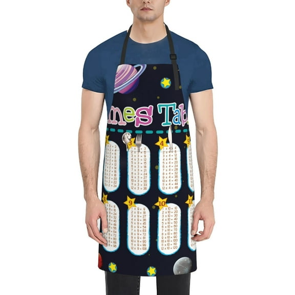 Rateoe Space Math Times Tables Aprons with Pocket,Men Womens Aprons Waterproof Adjustable Cooking Aprons for Kitchen Gardening and Salon