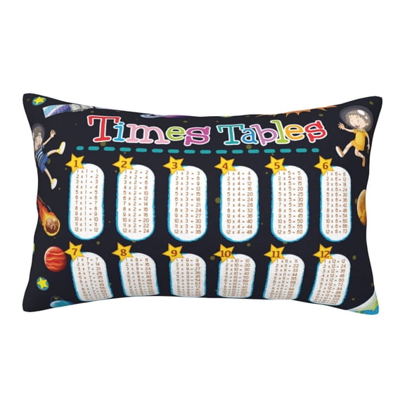 Rateoe Space Math Times Tables Pattern Pillow Covers with Invisible Zipper(Pillows are not Included) Standard Pillowcases-20"x30"