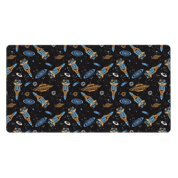 Rateoe Space Rocket Print Mouse Pad - Extended Large Gaming Mousepad,Non-Slip Stitched Edge,16x29.5 Inch