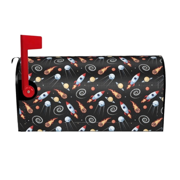 Rateoe Space Rocket Printed Mailbox Covers - Easy to Install Fall, Winter, Spring, Summer Mailbox Cover - Weather and UV-Resistant Mailbox Decor - Mailbox Magnetic Covers-21x18 in