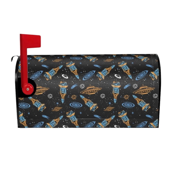 Rateoe Space Rocket Printed Mailbox Covers - Easy to Install Fall, Winter, Spring, Summer Mailbox Cover - Weather and UV-Resistant Mailbox Decor - Mailbox Magnetic Covers-25.5x21 in