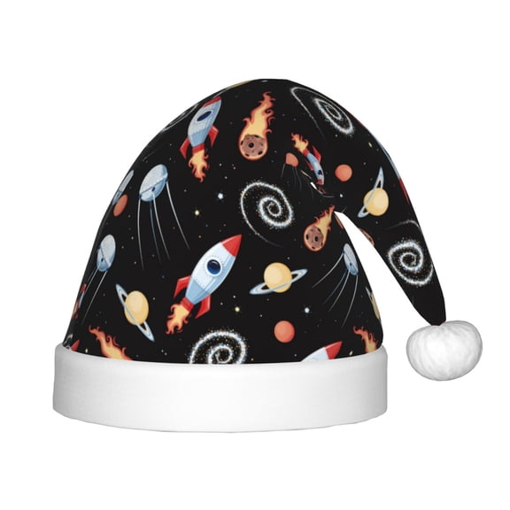 Rateoe Space Rocket Santa Hat Confortable Christmas Hat for Christmas Party Favors Fit for Kids