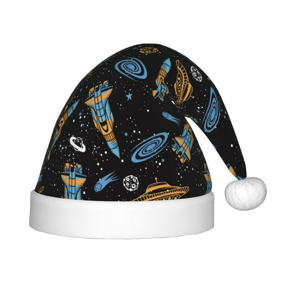 Rateoe Space Rocket Santa Hat Confortable Christmas Hat for Christmas Party Favors Fit for Kids