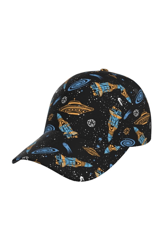 Space Rockets Pattern Mens Baseball Cap  Adjustable Curved Brim Hat, Soft Cotton Sports Cap for Outdoor, Casual, and Everyday Wear, Comfortable & Breathable