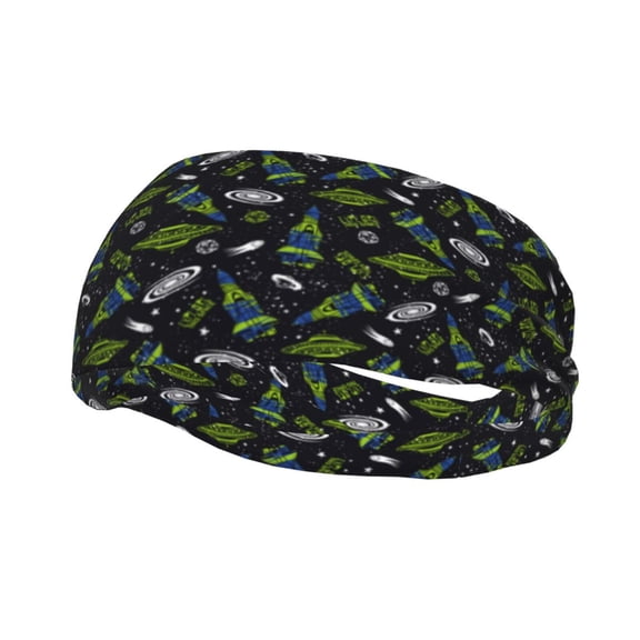 Rateoe Space Rockets Pattern Sports Headbands ,Moisture Wicking Workout Headband, Sweatband Headbands for Running,Cycling,Yoga,Hairband for Women and Men