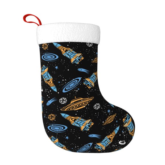 Rateoe Space Rockets Print Christmas Stockings,18 Inch Large Christmas Stockings Decoration Ornaments for Holiday Home Fireplace Indoors