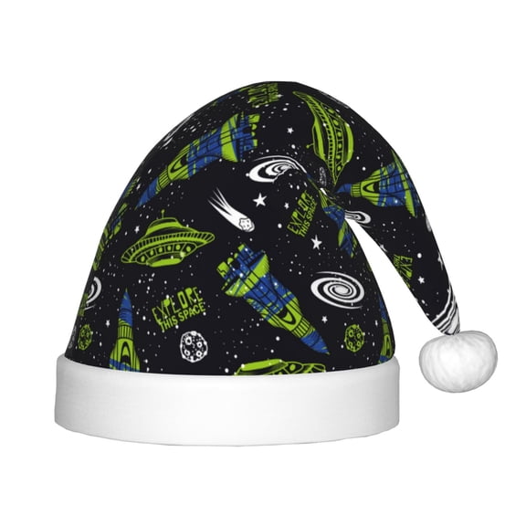 Rateoe Space Rockets Santa Hat Confortable Christmas Hat for Christmas Party Favors Fit for Kids