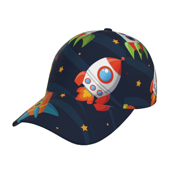 Rateoe Spaceships and Stars Pattern Men’s Baseball Cap – Adjustable Curved Brim Hat, Soft Cotton Sports Cap for Outdoor, Casual, and Everyday Wear, Comfortable & Breathable