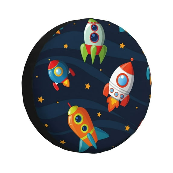 Rateoe Spaceships and Stars Pattern Tire Cover Wheel Protectors Weatherproof Wheel Covers Universal Fit for Trailer Rv SUV Truck Camper Travel Trailers Accessories-14 inch