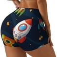thumbnail image 1 of Rateoe Spaceships and Stars Printed Power Workout Shorts for Women Tummy Control Squat Proof Ribbed Thick Seamless Scrunch Active Short-XX-Large, 1 of 8