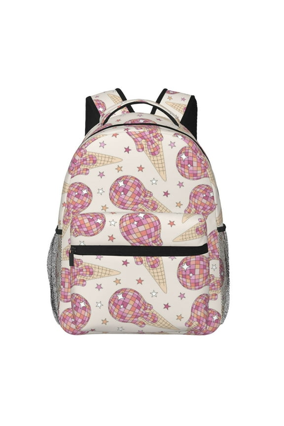 Sparkling Ice Cream Pattern Casual Backpack for School, Work, Travel Adjustable Straps, Multiple Compartments Ergonomic Design, Fits Laptops and Tablets