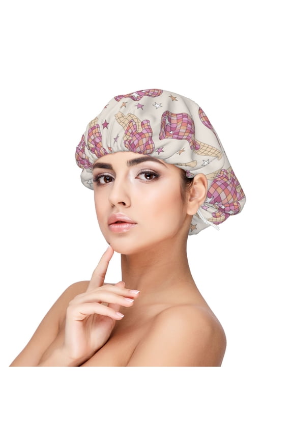 Sparkling Ice Cream Pattern Silk Satin Hair Bonnet for Sleeping, Adjustable Sleep Cap Turban for Women , Curly Straight Hair Long Large Braid