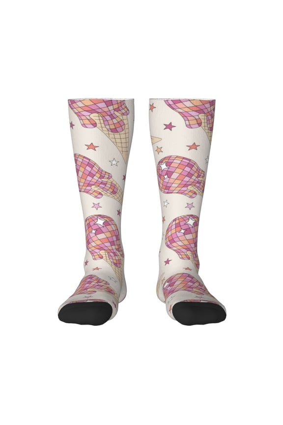 Sparkling Ice Cream Pattern Women’s Knee High Crew Socks,Trouser Socks Comfortable, Breathable, Moisture-Wicking and Soft