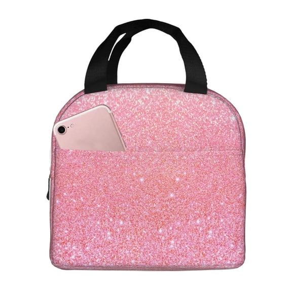 Rateoe Sparkly Glitter Pattern Insulated Lunch Bag with Thick Aluminum Foil Lunch Tote Bag with Front Pocket for Men and Women, Ideal for Work, School, Picnics, and Travel