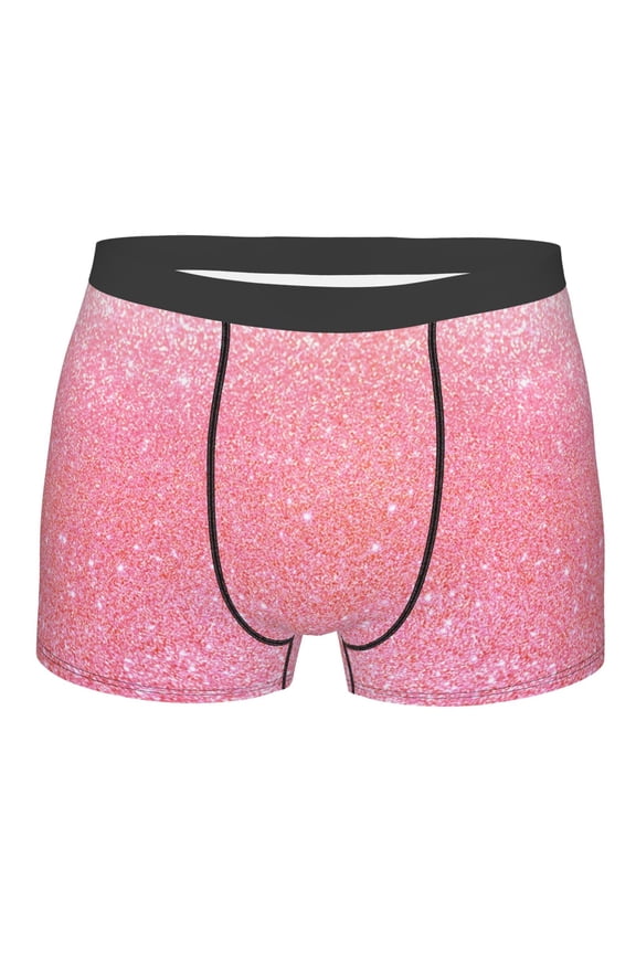Sparkly Pink Glitter Mens Boxer Briefs Poly Spandex Performance Boxer Briefs Underwear Hem Boxer Briefs - X-Large
