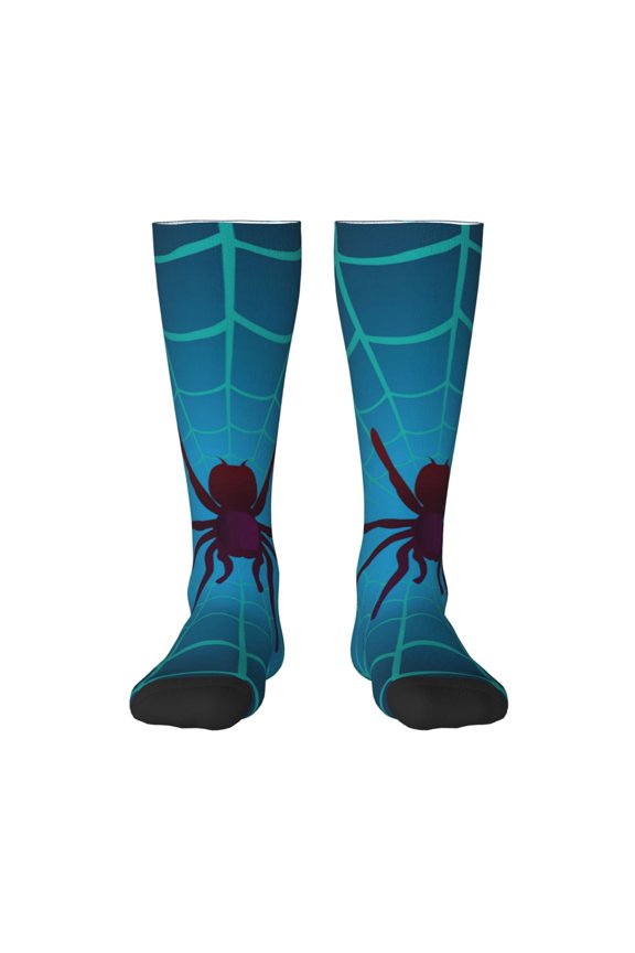 Spider And Cobweb Pattern Women’s Knee High Crew Socks,Trouser Socks Comfortable, Breathable, Moisture-Wicking and Soft